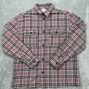 H&M Flannel Shirt Mens Medium Pink Black Long Sleeve Button Up Plaid